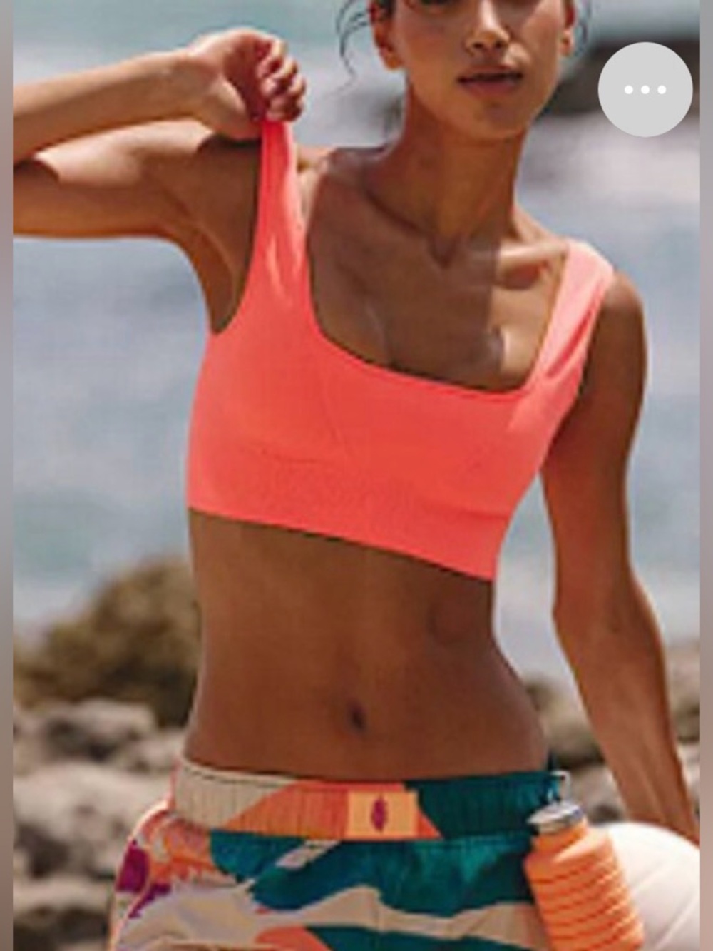 Free People Good Karma Square-Neck Bra. NWT. Neon coral
